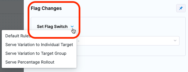 Flag change actions dropdown circled